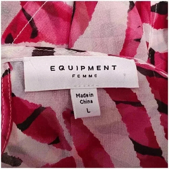 Equipment Silk Maxi Dress Pink White Women's Large Sleeveless Sheer - Picture 3 of 3